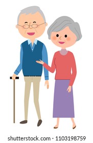 Elderly couple taking a walk