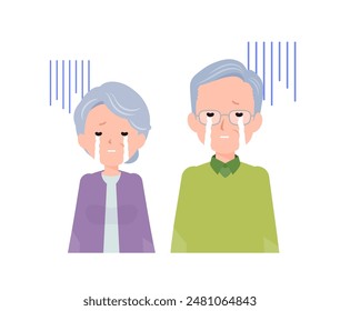 Elderly couple in their 70s-80s.Sad and crying