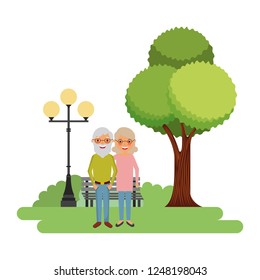 elderly couple together in the park