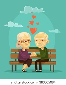 Elderly couple. Vector flat illustration