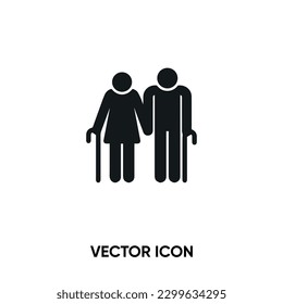 Elderly couple vector icon. Modern, simple flat vector illustration for website or mobile app. Elder or older symbol, logo illustration. Pixel perfect vector graphics