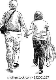 elderly couple at walk