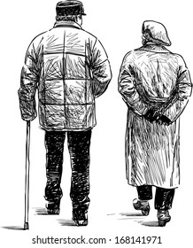 pareja de ancianos a dar un paseo