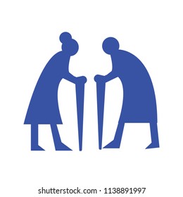 Elderly couple with walking stick