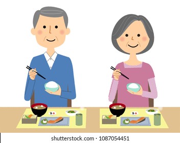 Elderly couple who dine