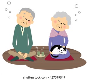 Elderly couple,Doze off