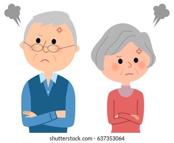 Elderly couple,Fight