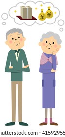 Elderly couple,money