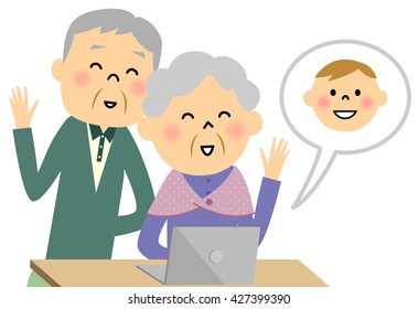 Elderly couple,PC