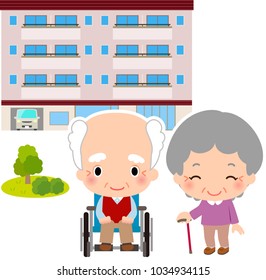 Elderly couples and apartment