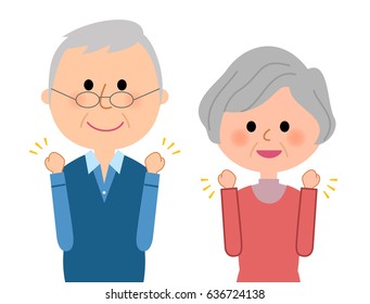 Elderly couple,Victory Pause