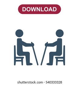 An elderly, disabled, pensioners,  grandfather, grandmother, tired man, recreation,  Icon Vector flat design style