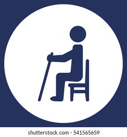 An elderly, disabled, pensioners,  grandfather, grandmother, tired man, recreation,  Icon Vector flat design style