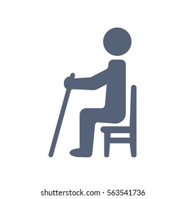 An elderly, disabled, pensioners,  grandfather, grandmother, tired man, recreation,  Icon Vector flat design style
