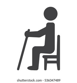 An elderly, disabled, pensioners, man, grandfather, grandmother, tired man, recreation,  Icon Vector flat design style
