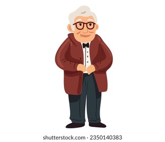 Elderly elegant man on a white background, vector illustration