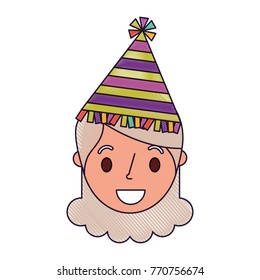 elderly face grandmother female character with party hat