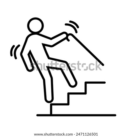 Elderly falling stick figure line icon. Clipart image isolated on white background