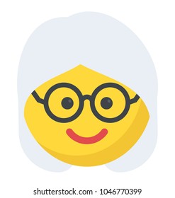 An Elderly Female Face With Gray Hair, Old Woman Emoji