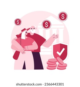 Elderly financial security abstract concept vector illustration. Elderly poverty problem, seniors budget planning, social insurance program, medical care, economic well-being abstract metaphor.