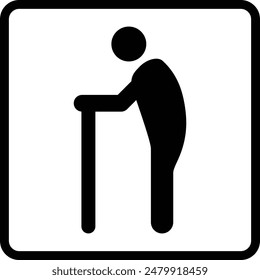 Ältere flache schwarze Vektorgrafik-Symbol.
