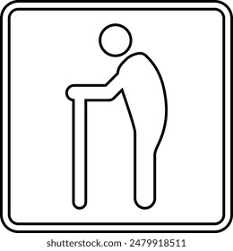 Elderly flat black vector icon.