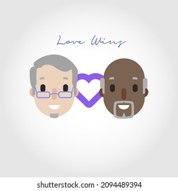 Elderly Gay Couple Cartoon   Love Wins Typography 