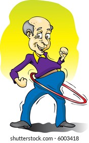 Elderly Gentleman hula hooping.