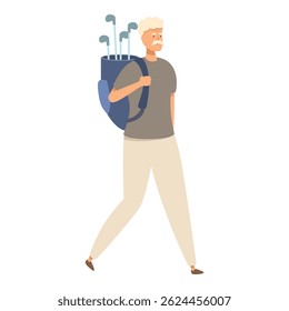 Elderly golfer is going to play his favorite game on a sunny day