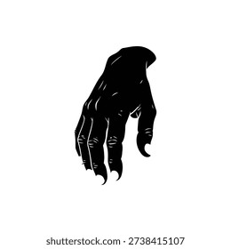 Elderly Hand Silhouette Vector. Senior Curved Fingers Black Silhouette. Aged Human Hand Clip Art Illustration.