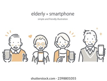 the elderly happy with smartphone