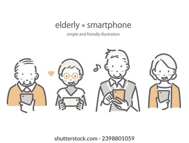 the elderly happy with smartphone