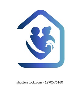 Elderly Healthcare Heart Shaped Logo. Nursing Home Sign
