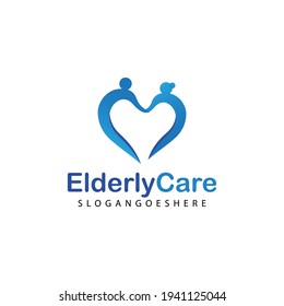 Elderly healthcare heart shaped logo. Nursing home sign