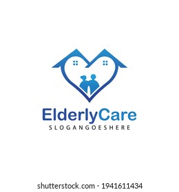 Logo en forma de corazón para el cuidado de los ancianos. Cartel de la residencia de enfermería