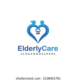 Elderly Healthcare Heart Shaped Logo. Nursing Home Sign