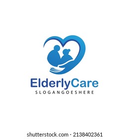 Elderly healthcare heart shaped logo. Nursing home sign