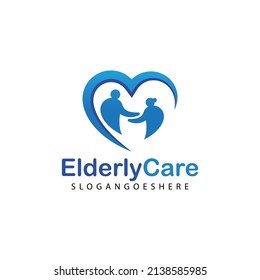 Elderly healthcare heart shaped logo. Nursing home sign