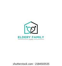 Elderly healthcare heart shaped logo. Nursing home care logo design with simple style