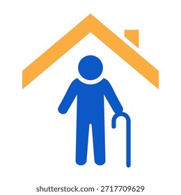 Ilustración vectorial de diseño de color sólido de icono de hogar para ancianos
