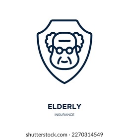elderly icon from insurance collection. Thin linear elderly, person, human outline icon isolated on white background. Line vector elderly sign, symbol for web and mobile