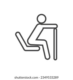 Elderly icon line, Priority Symbols for Disabled Passenger, Human mobility vector signs. disability info graphics element, disability accessibility icon, physically disabled people icon.