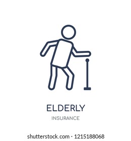 Elderly icon. Elderly linear symbol design from Insurance collection.