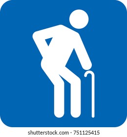 Elderly icon pictogram special needs, blue. Ideal for catalogs, information and institutional material