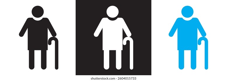 Elderly icon set collection. Vector illustration. isolated on white and black background. EPS 10
