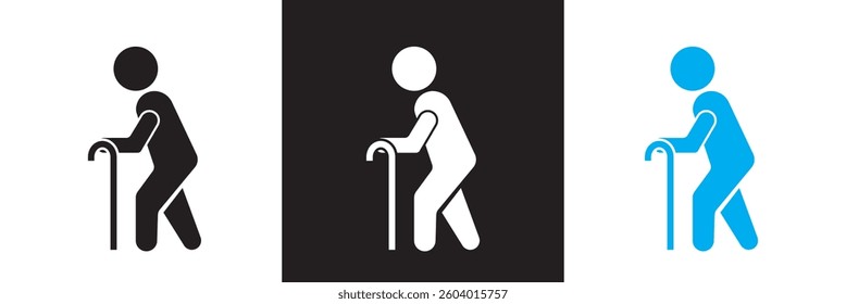 Elderly icon set collection. Vector illustration. isolated on white and black background. EPS 10