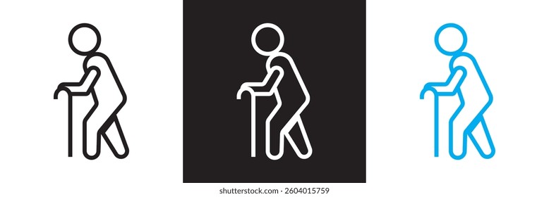 Elderly icon set collection. Vector illustration. isolated on white and black background. EPS 10