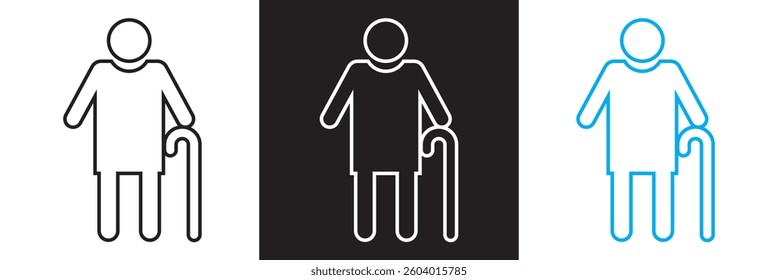 Elderly icon set collection. Vector illustration. isolated on white and black background. EPS 10