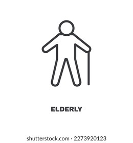 elderly icon. Thin line elderly icon from Insurance and Coverage collection. Outline vector isolated on white background. Editable elderly symbol can be used web and mobile