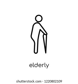 Elderly icon. Trendy modern flat linear vector Elderly icon on white background from thin line Insurance collection, editable outline stroke vector illustration